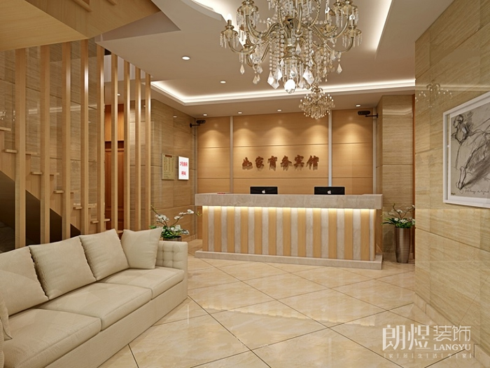成都商務賓館裝修-前臺效果圖