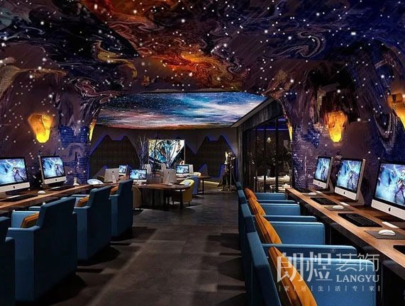 電競網咖裝修設計大廳效果圖2