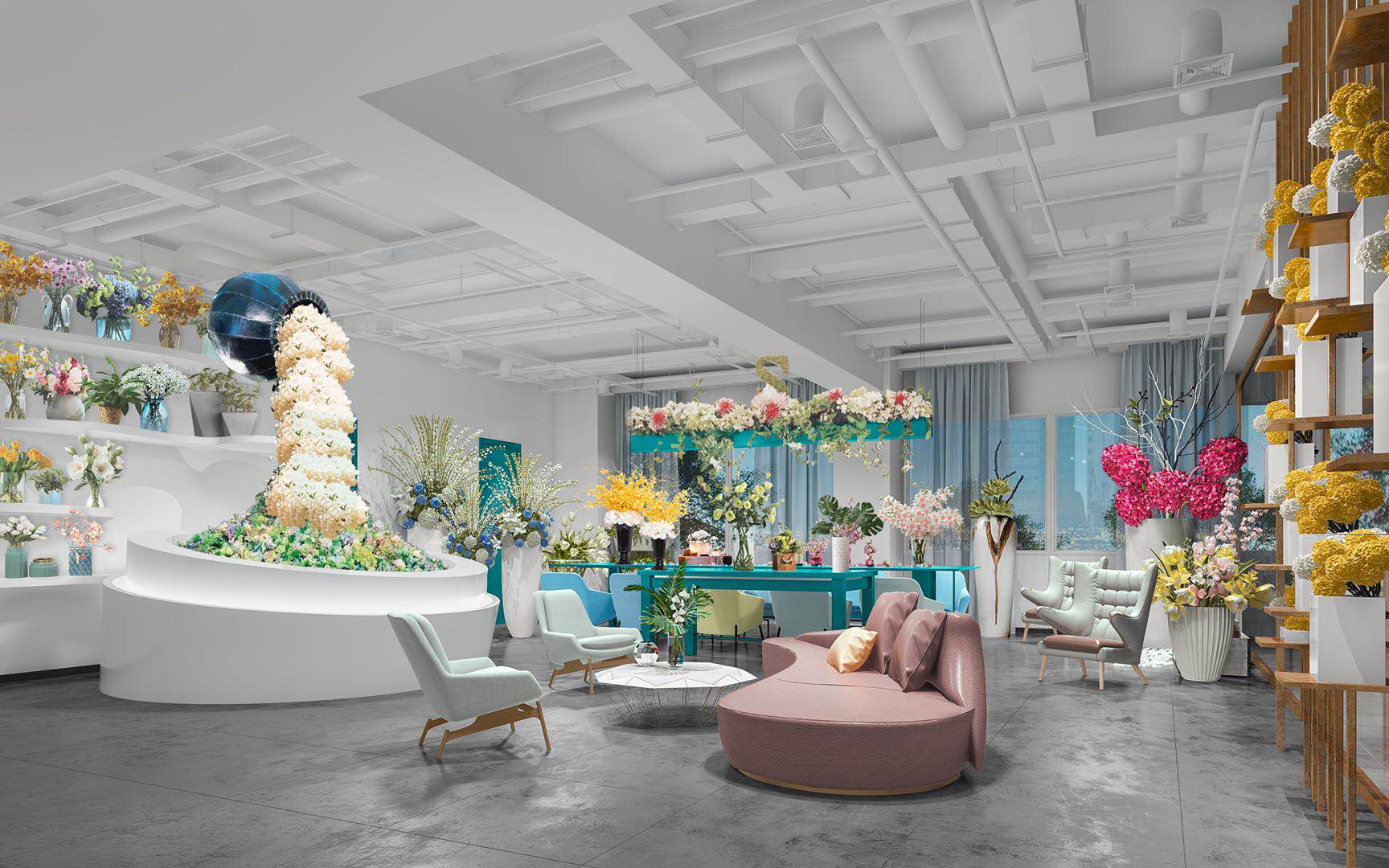 花藝培訓機構展廳裝修效果圖