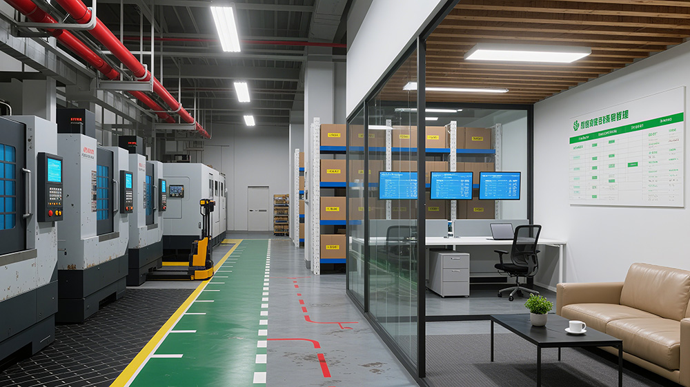 廠房生產(chǎn)區(qū)、倉儲(chǔ)、辦公區(qū)與休息區(qū)一體化布局