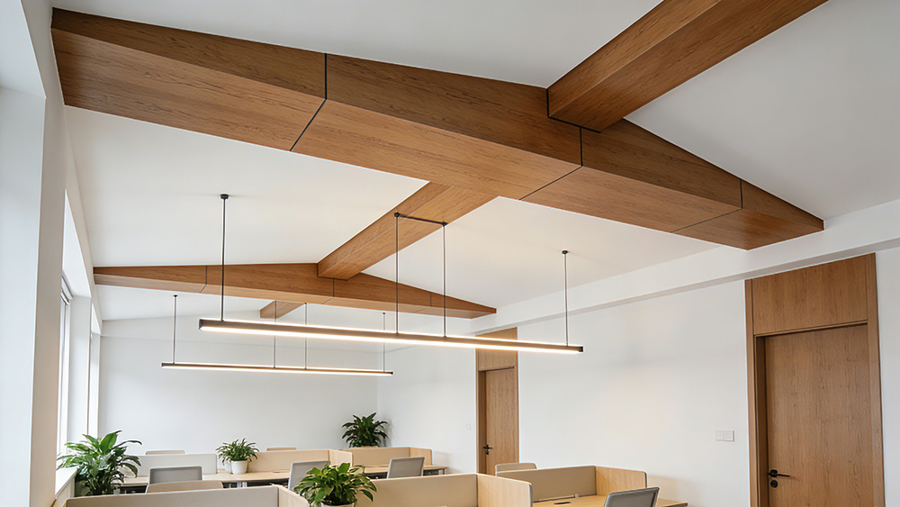 辦公室頂面假梁吊頂造型裝修做法參考圖